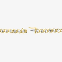 Womens Lab Created White Sapphire 14K Gold Over Silver 7.5 Inch Tennis Bracelet