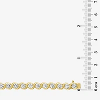 Womens Lab Created White Sapphire 14K Gold Over Silver 7.5 Inch Tennis Bracelet