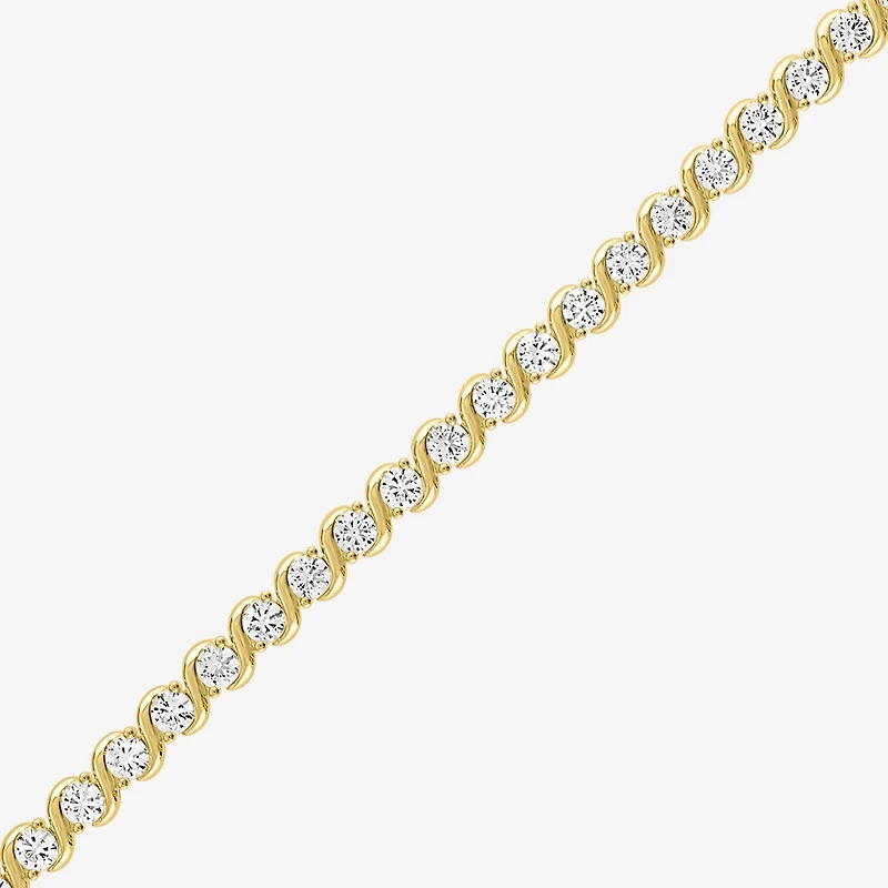 Womens Lab Created White Sapphire 14K Gold Over Silver 7.5 Inch Tennis Bracelet