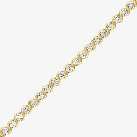 Womens Lab Created White Sapphire 14K Gold Over Silver 7.5 Inch Tennis Bracelet
