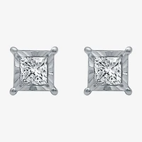 1/3 CT. T.W. Natural White Diamond 5.6mm Sterling Silver or 14K Gold over Stud Earrings