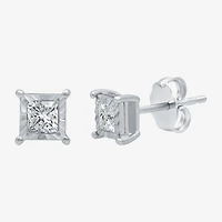 1/3 CT. T.W. Natural White Diamond 5.6mm Sterling Silver or 14K Gold over Stud Earrings