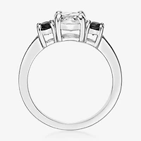 Womens Genuine White Topaz Sterling Silver 3-Stone Cocktail Ring