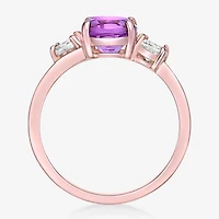 Womens Genuine Semi Precious Stone Sterling Silver Oval 3-Stone Cocktail Ring