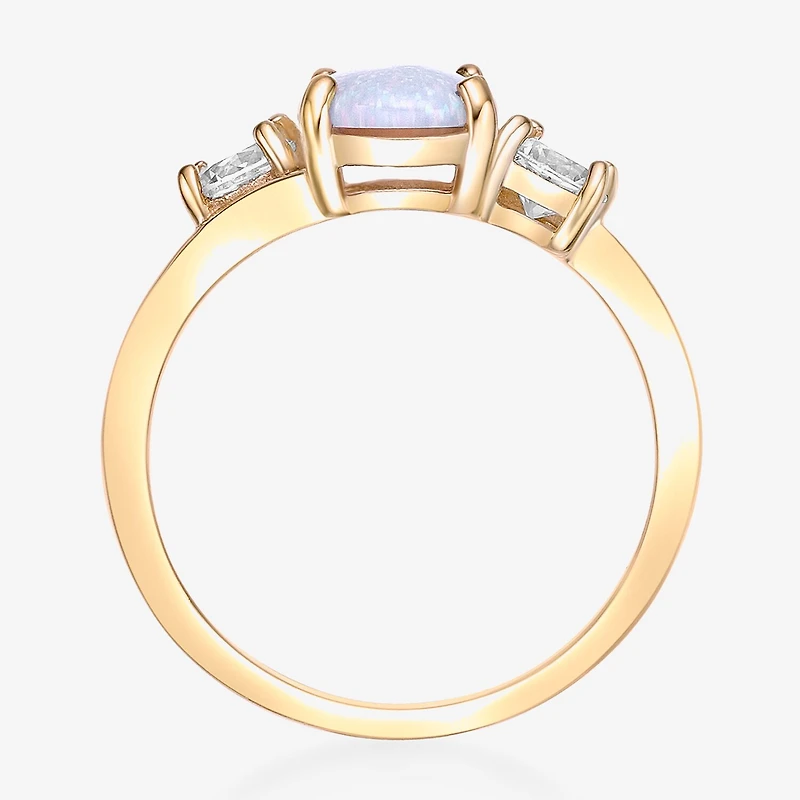 Womens Genuine Semi Precious Stone Sterling Silver Oval 3-Stone Cocktail Ring