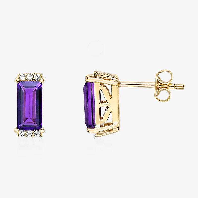 Genuine Semi Precious Stone Gold Over Silver 10mm Stud Earrings
