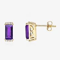 Genuine Semi Precious Stone Gold Over Silver 10mm Stud Earrings