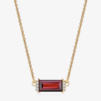 Womens Genuine Semi Precious Stone 18K Gold Over Silver Pendant Necklace
