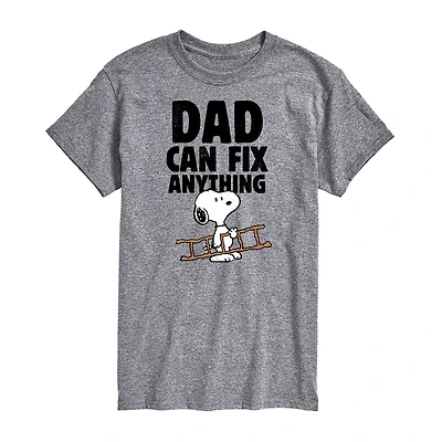 Mens Short Sleeve Peanuts Dad Can Fix Anything Graphic T-Shirt