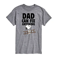 Mens Short Sleeve Peanuts Dad Can Fix Anything Graphic T-Shirt