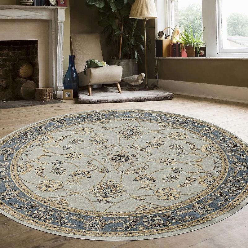 Radici Alba Motiff Traditional Oriental Indoor Round Area Rug