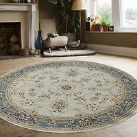 Radici Alba Motiff Traditional Oriental Indoor Round Area Rug