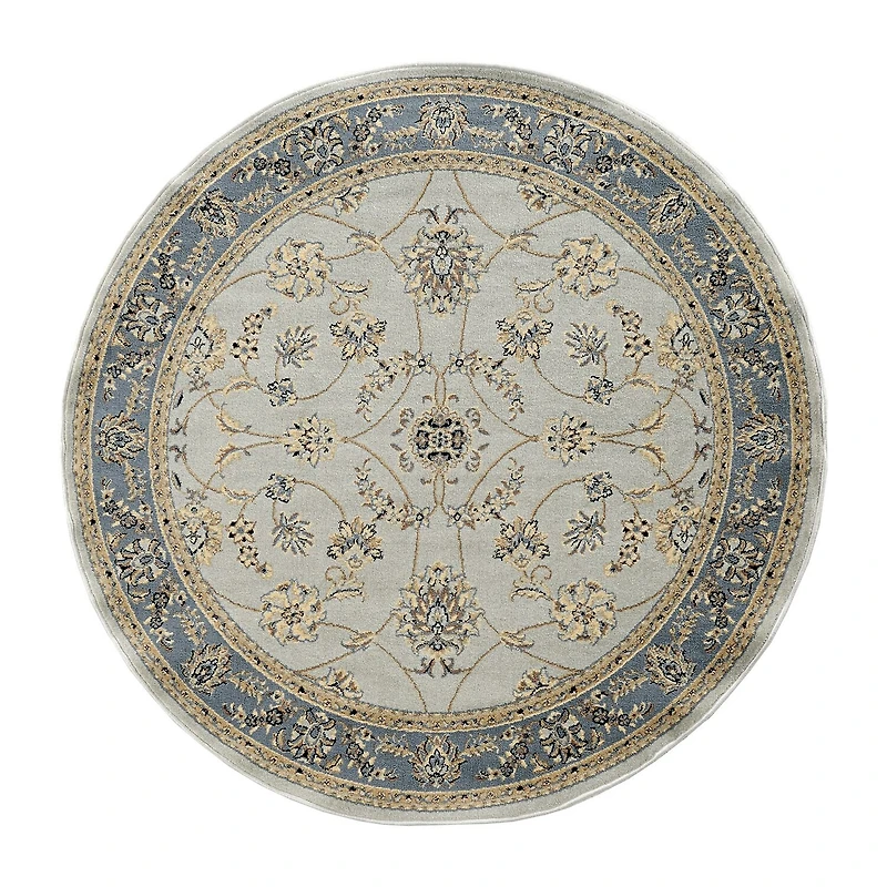 Radici Alba Motiff Traditional Oriental Indoor Round Area Rug