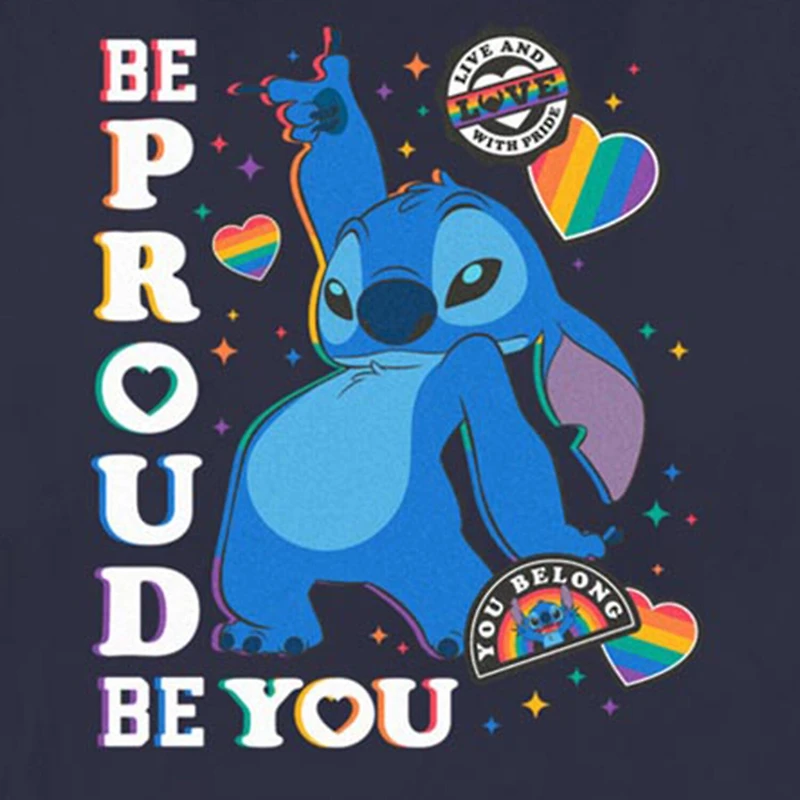 Be Proud Of You Tee Womens Juniors Crew Neck Short Sleeve Regular Fit Lilo & Stitch Graphic T-Shirt