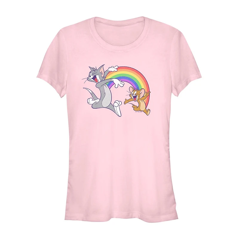 Womens Juniors Crew Neck Short Sleeve Regular Fit Tom and Jerry Graphic T-Shirt