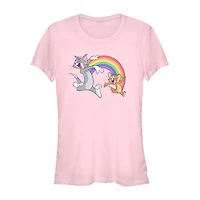 Womens Juniors Crew Neck Short Sleeve Regular Fit Tom and Jerry Graphic T-Shirt