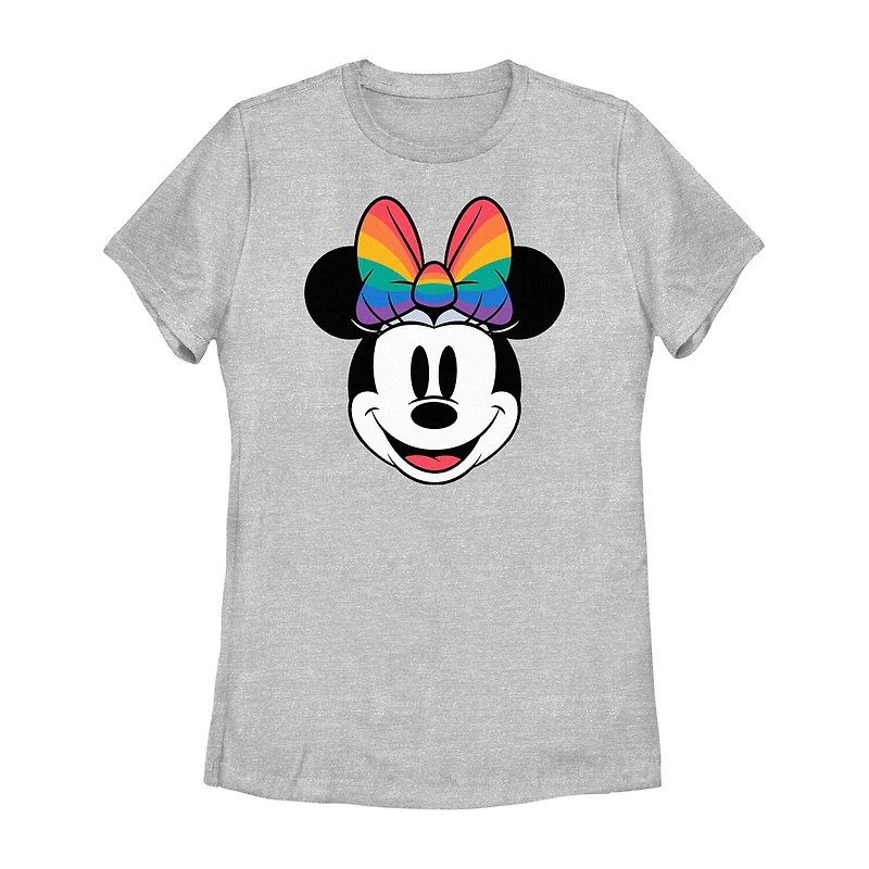 Womens Juniors Crew Neck Short Sleeve Regular Fit Mickey and Friends Minnie Mouse Graphic T-Shirt
