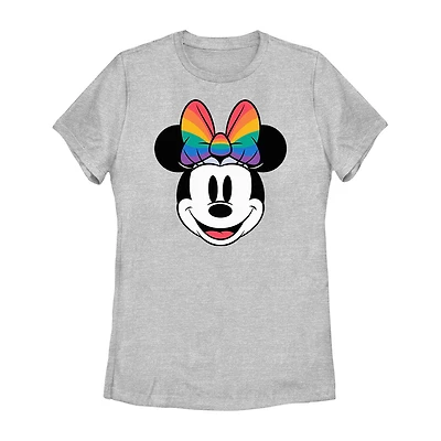 Womens Juniors Crew Neck Short Sleeve Regular Fit Mickey and Friends Minnie Mouse Graphic T-Shirt