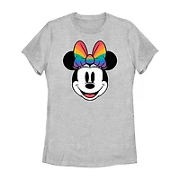 Womens Juniors Crew Neck Short Sleeve Regular Fit Mickey and Friends Minnie Mouse Graphic T-Shirt