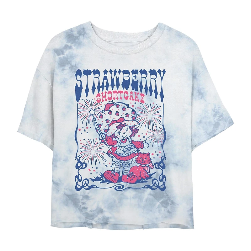 Strawberry Shortcake Cropped Tee Womens Juniors Crew Neck Short Sleeve Regular Fit Graphic T-Shirt