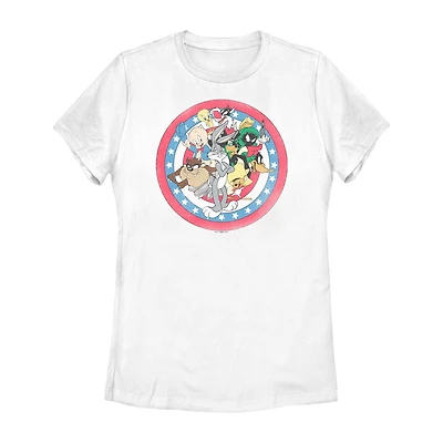 Womens Juniors Crew Neck Short Sleeve Regular Fit Looney Tunes Graphic T-Shirt