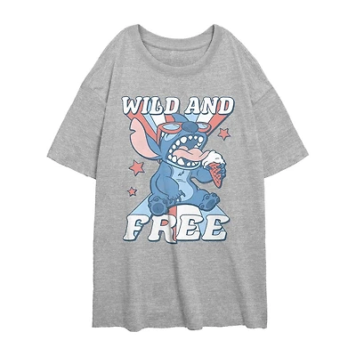 Womens Juniors Crew Neck Short Sleeve Regular Fit Lilo & Stitch Graphic T-Shirt