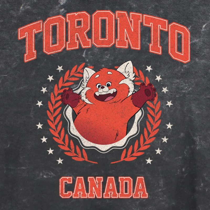 Pixar Toronto Cropped Womens Juniors Crew Neck Short Sleeve Regular Fit Turning Red Graphic T-Shirt