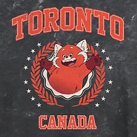Pixar Toronto Cropped Womens Juniors Crew Neck Short Sleeve Regular Fit Turning Red Graphic T-Shirt