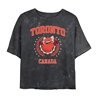 Pixar Toronto Cropped Womens Juniors Crew Neck Short Sleeve Regular Fit Turning Red Graphic T-Shirt