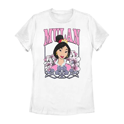 Womens Juniors Crew Neck Short Sleeve Regular Fit Princess Mulan Graphic T-Shirt