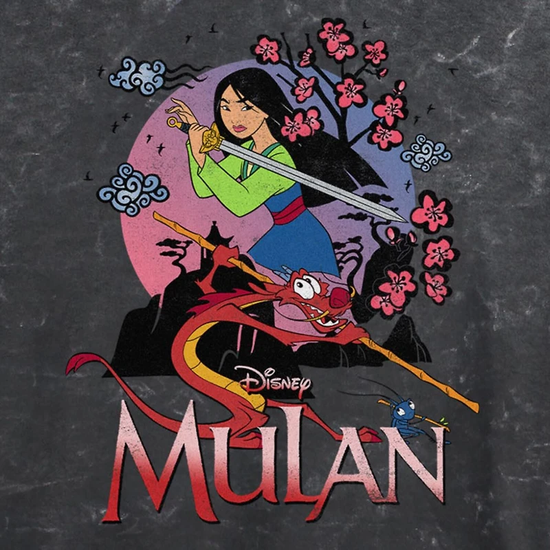 Womens Juniors Crew Neck Short Sleeve Regular Fit Princess Mulan Graphic T-Shirt