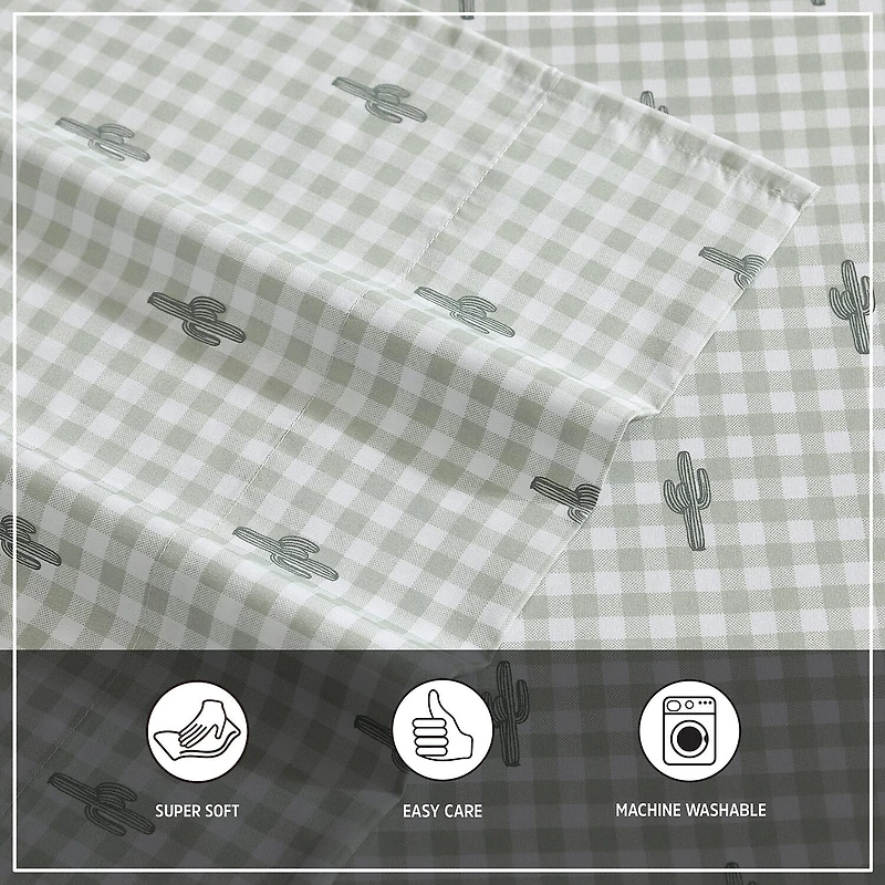 Wrangler Cactus Gingham Sheet Set
