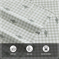 Wrangler Cactus Gingham Sheet Set