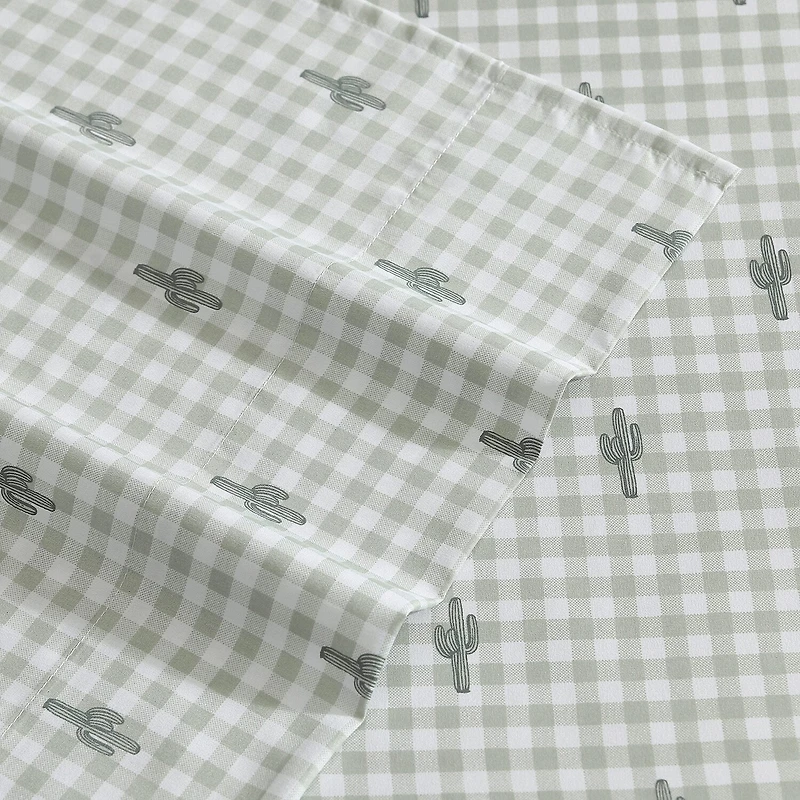Wrangler Cactus Gingham Sheet Set