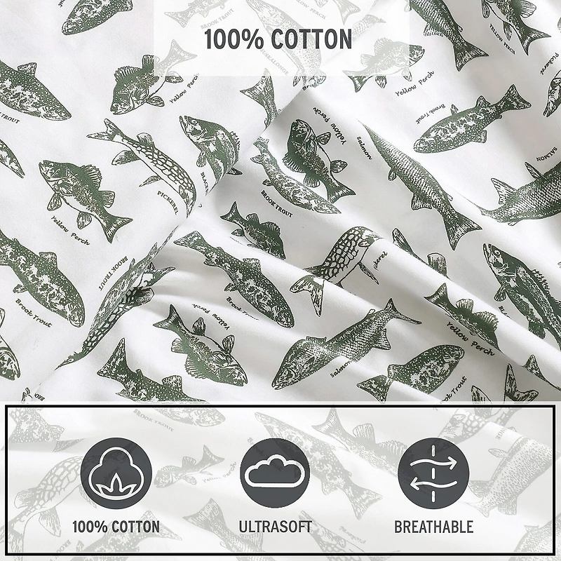 Eddie Bauer Wes Fish Face Sheet Set