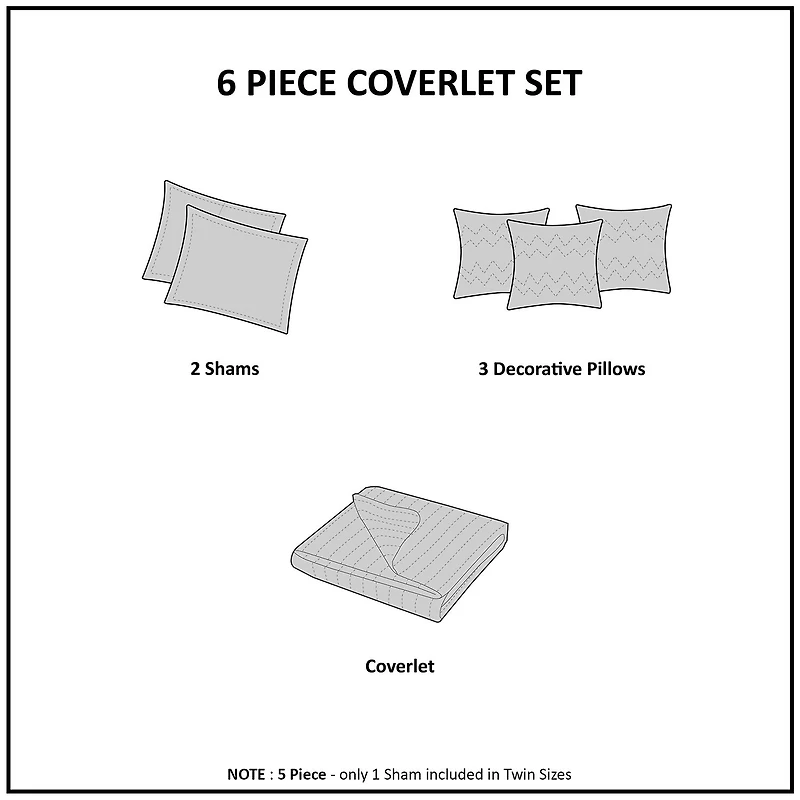 Madison Park Moraga 6-Pc Reversible Quilt Set With Throw Pillows
