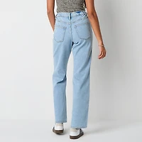 Arizona Curvy Womens Juniors High Rise Straight Leg Jean