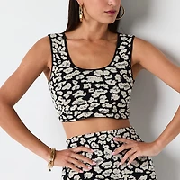 Bold Elements Womens U Neck Sleeveless Cheetah Pullover Sweater