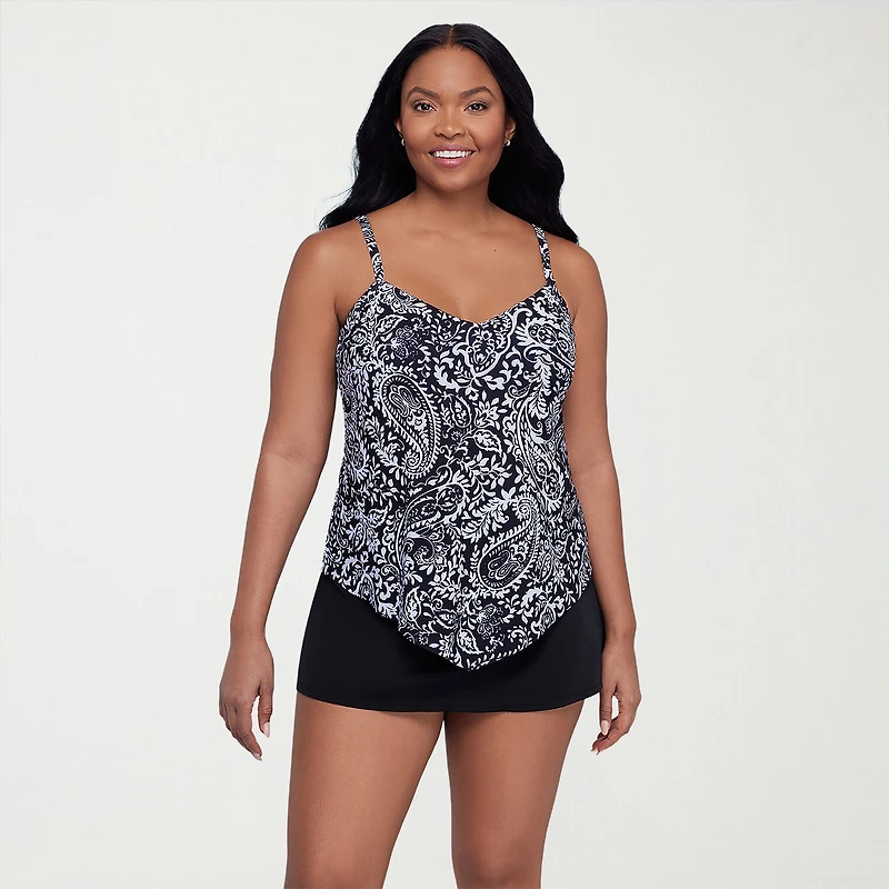 Trimshaper Womens Paisley Tankini Swimsuit Top