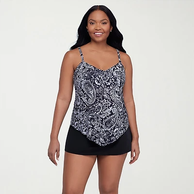 Trimshaper Womens Paisley Tankini Swimsuit Top
