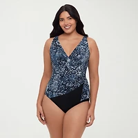 Trimshaper Womens Paisley Moderate Coverage One Piece Swimsuit