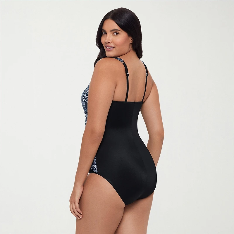 Trimshaper Womens Paisley Moderate Coverage One Piece Swimsuit