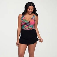 Trimshaper Womens Leaf Swim Dress