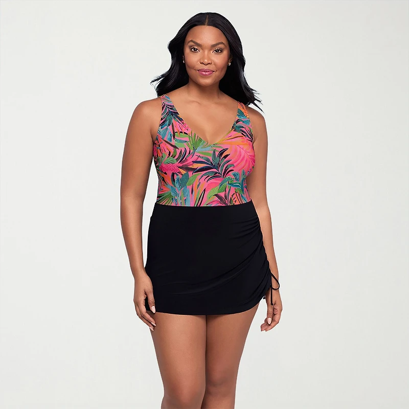 Trimshaper Womens Leaf Swim Dress