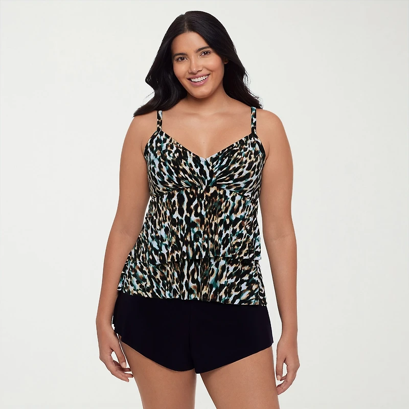 Trimshaper Womens Animal Tankini Swimsuit Top