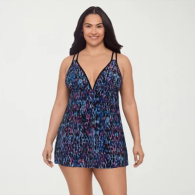Trimshaper Womens Animal Plus Swim Dress