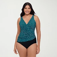 Trimshaper Womens Dots Moderate Coverage One Piece Swimsuit