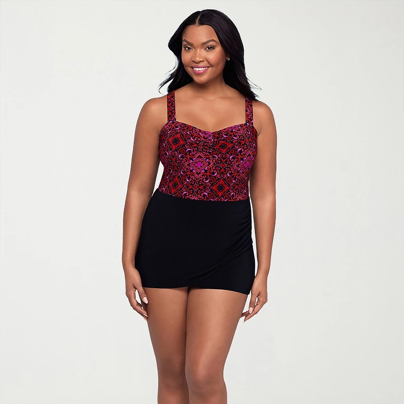 Trimshaper Womens Diamond Swim Dress
