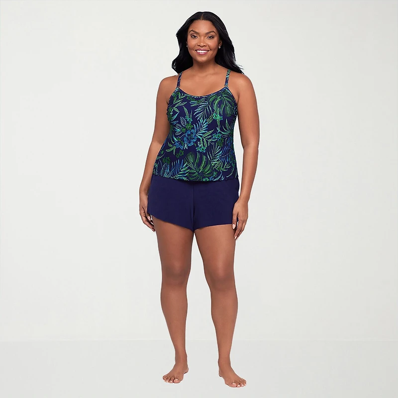 Trimshaper Womens Leaf Moderate Coverage One Piece Swimsuit