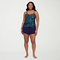 Trimshaper Womens Leaf Moderate Coverage One Piece Swimsuit